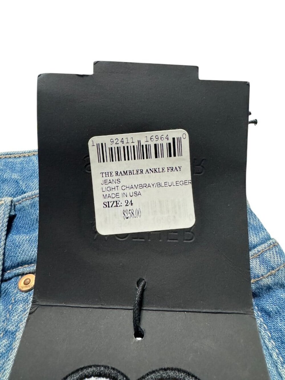 👖 MOTHER 🔥 The Rambler Ankle Fray Denim Jeans Light Chambray Blue Size 24 NWT - Picture 6 of 11